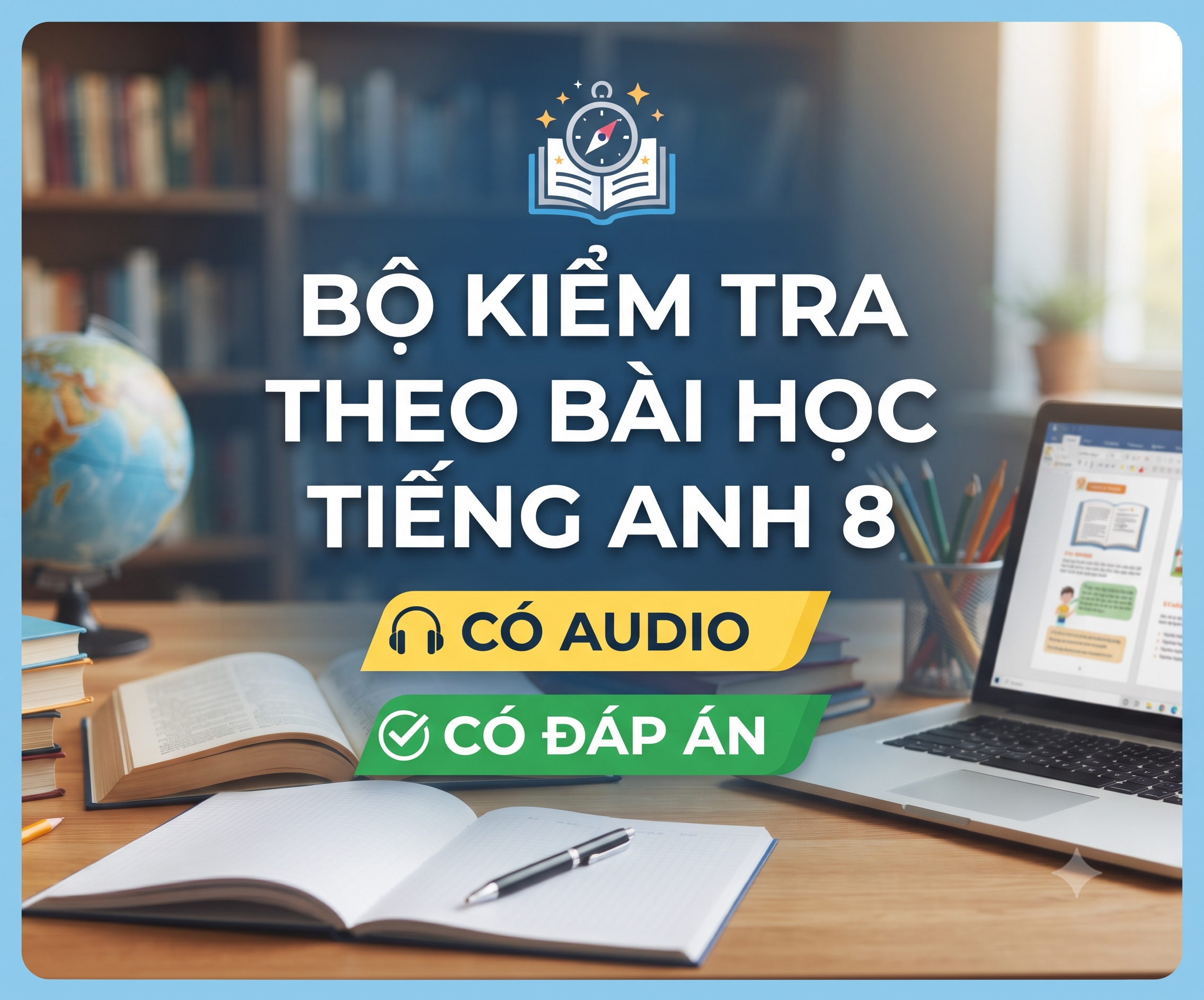 BỘ KIỂM TRA THEO BÀI HỌC TIẾNG ANH 8 CÓ AUDIO CÓ ĐÁP ÁN
